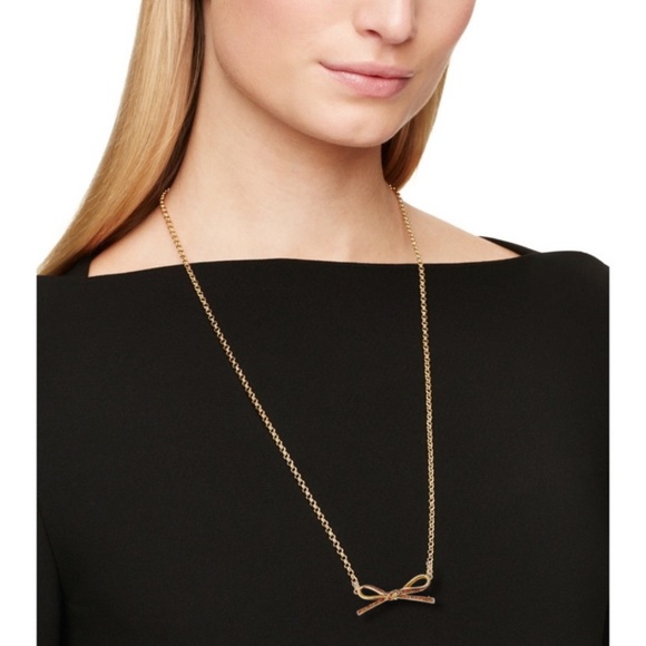 KATE SPADE • Gold Mini Skinny Glitter Bow Necklace - Picture 2 of 4